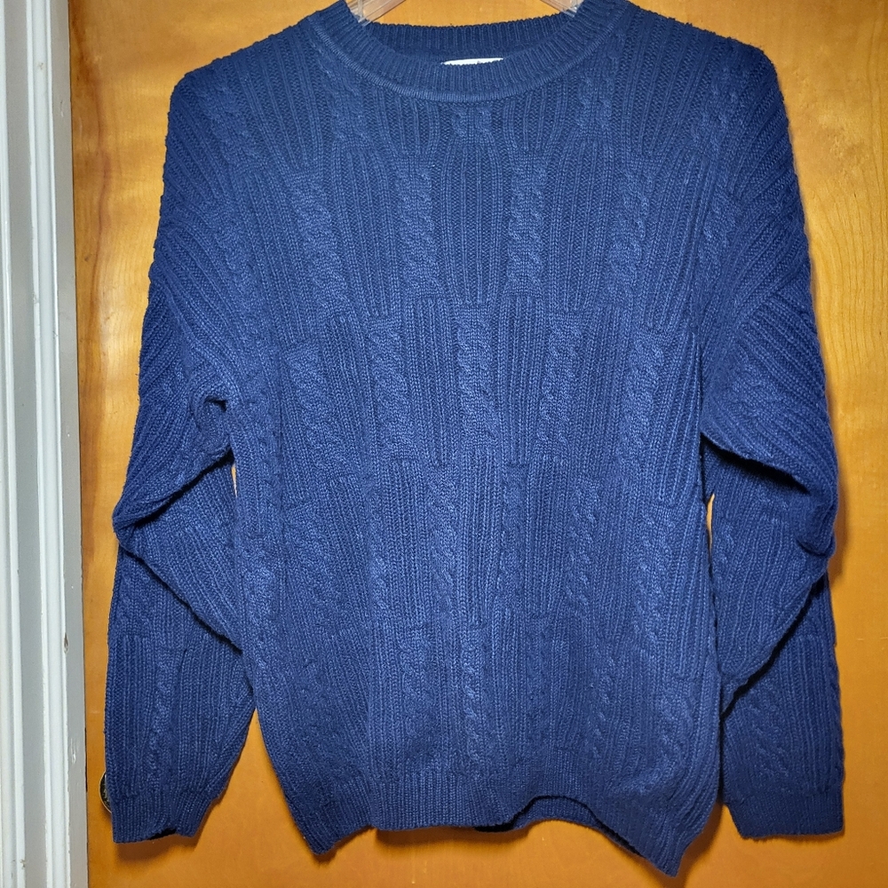 Vintage 80s American Weekend Navy Cable Knit Sweater
